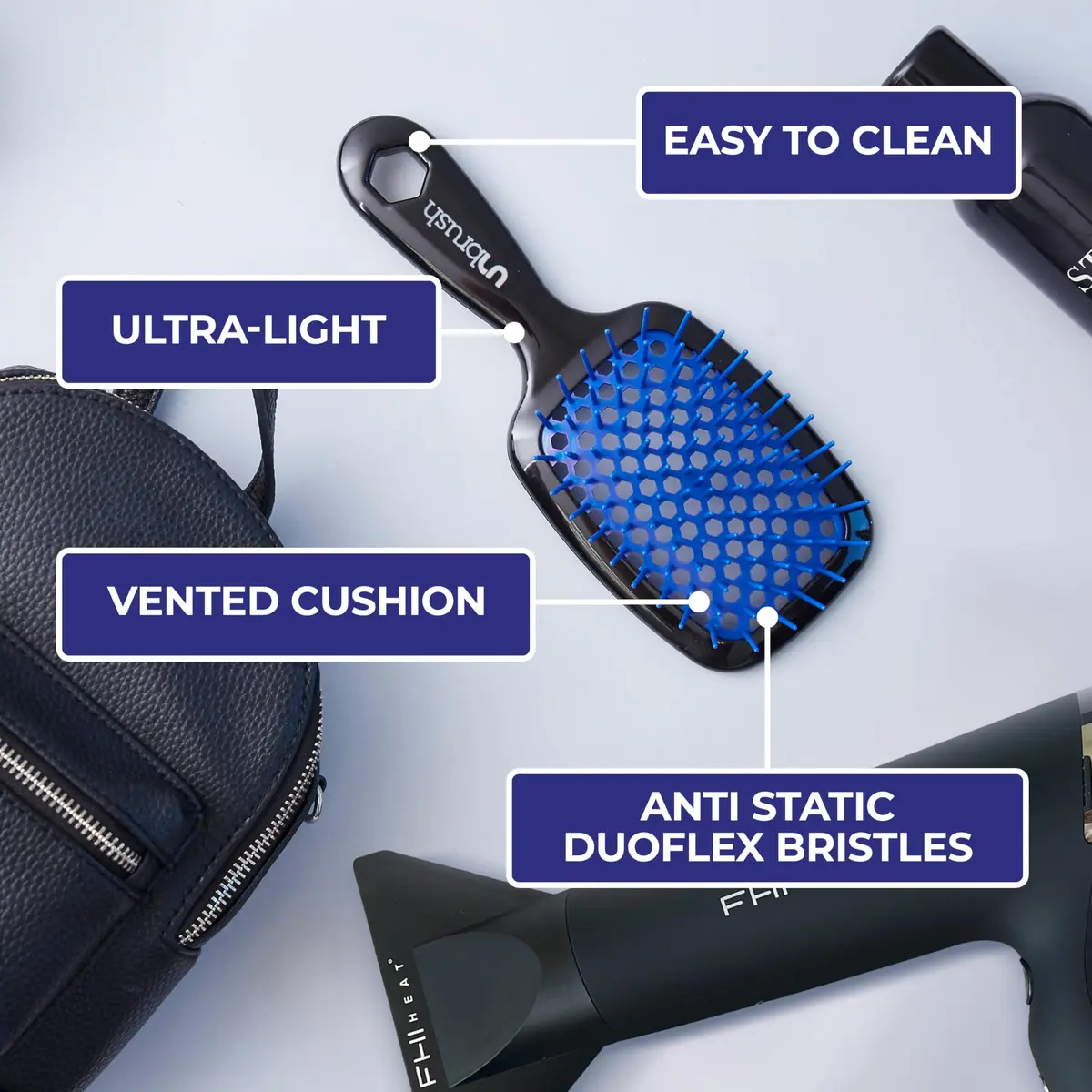 FHI Heat UNbrush Detangling Hair Brush Galaxy Blue | Pain-Free Wet & Dry Hair Care - view 5