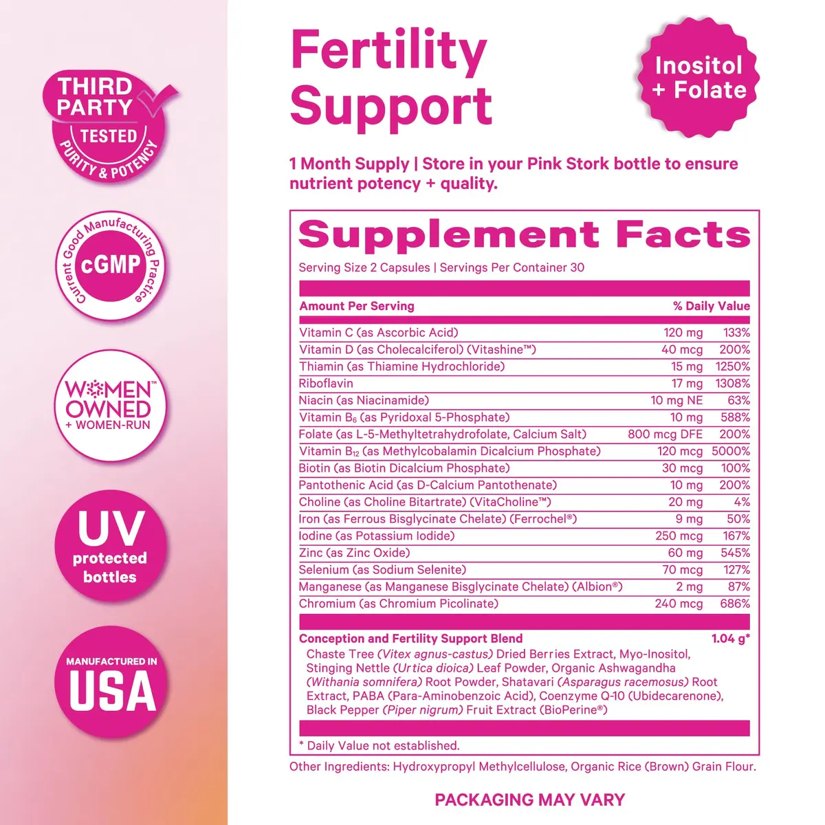 Pink Stork Fertility Supplements for Women, 60 Capsules | Supports Conception & Hormone Balance - view 6