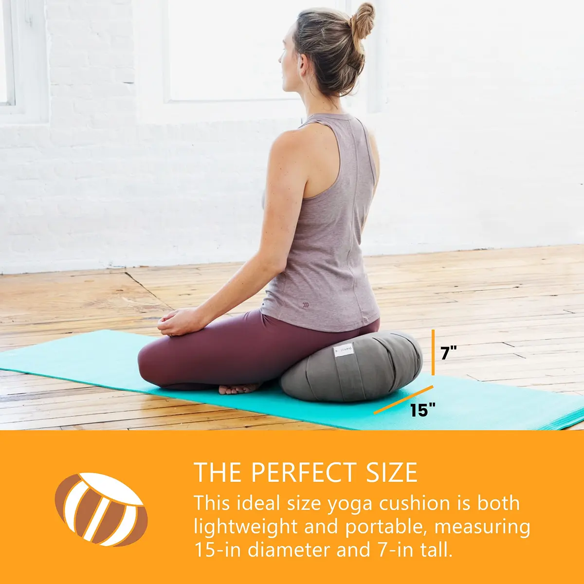 Sol Living Zafu Meditation Cushion 28" x 10" | Organic Cotton Support for Yoga & Meditation - view 5