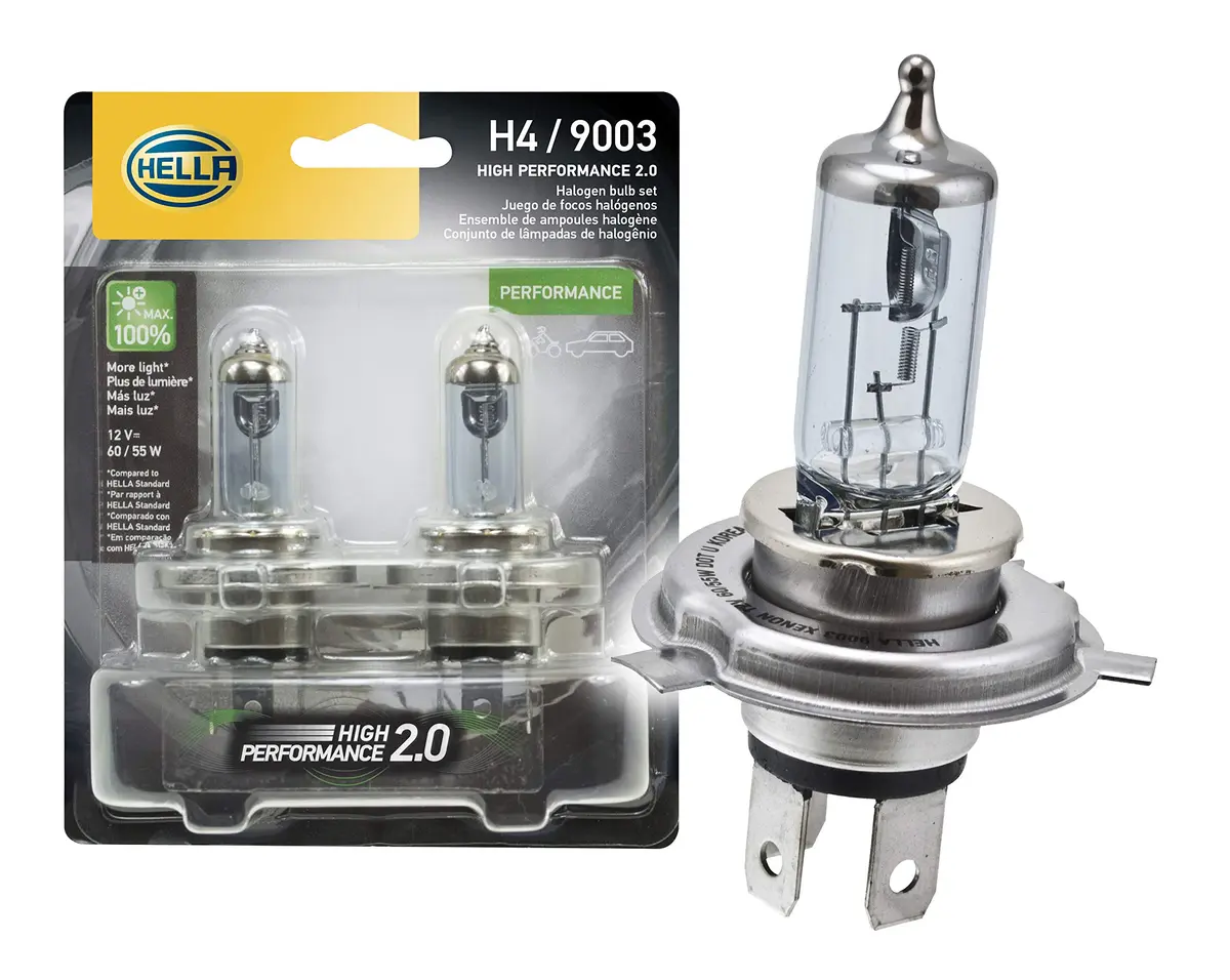 Hella 9003 2.0TB Twin Blister Kit High Performance Bulb, 12V, 65/55W | Max Light Output for Safe Driving - main product image
