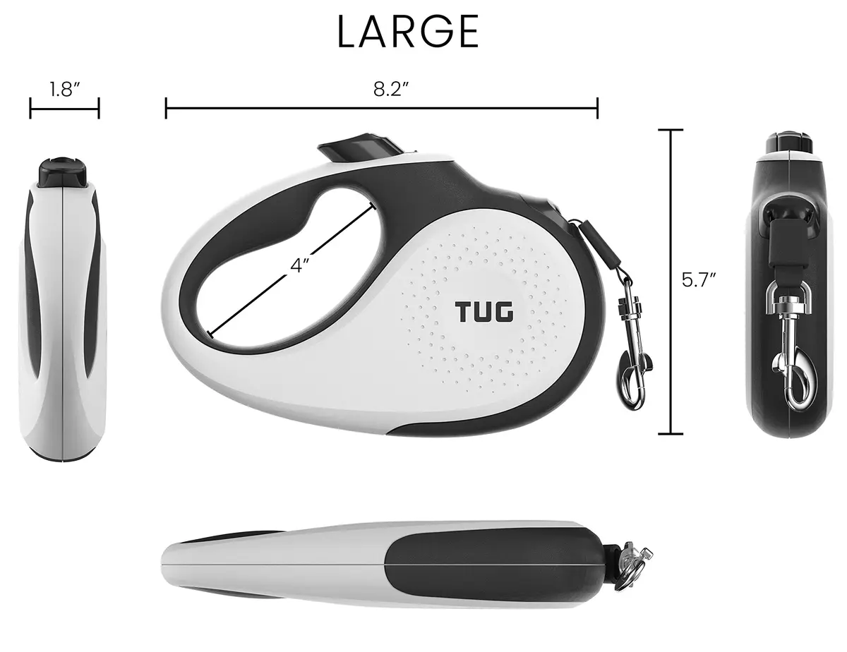 TUG Original Retractable Dog Leash, 16 ft (Large, White) | Tangle-Free 360° Tape Movement - view 3