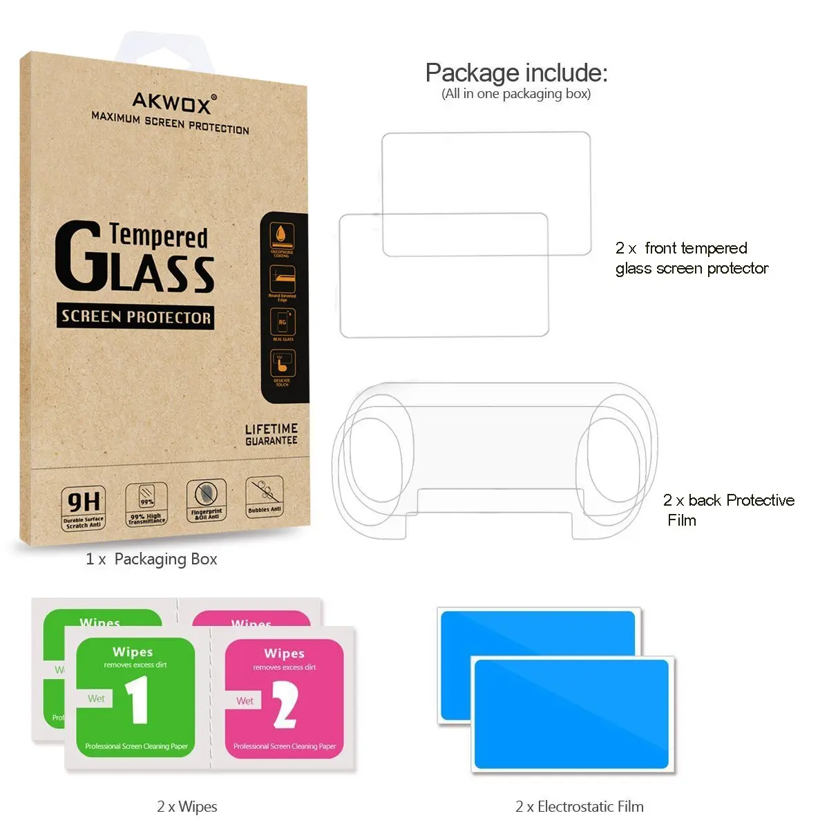 AKWOX Screen Protector for PS Vita 2000 | 9H Tempered Glass & HD PET Back Film - view 7