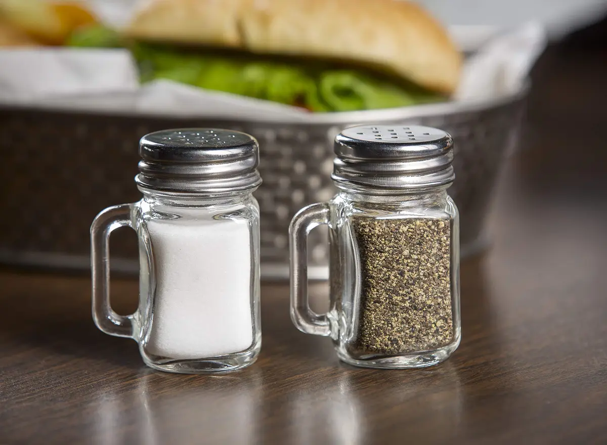 Tablecraft Mini Mason Salt & Pepper Shakers with Stainless Steel Top, 1.5 oz (44ml) each | 12-Pack for Tabletop & Events - view 3