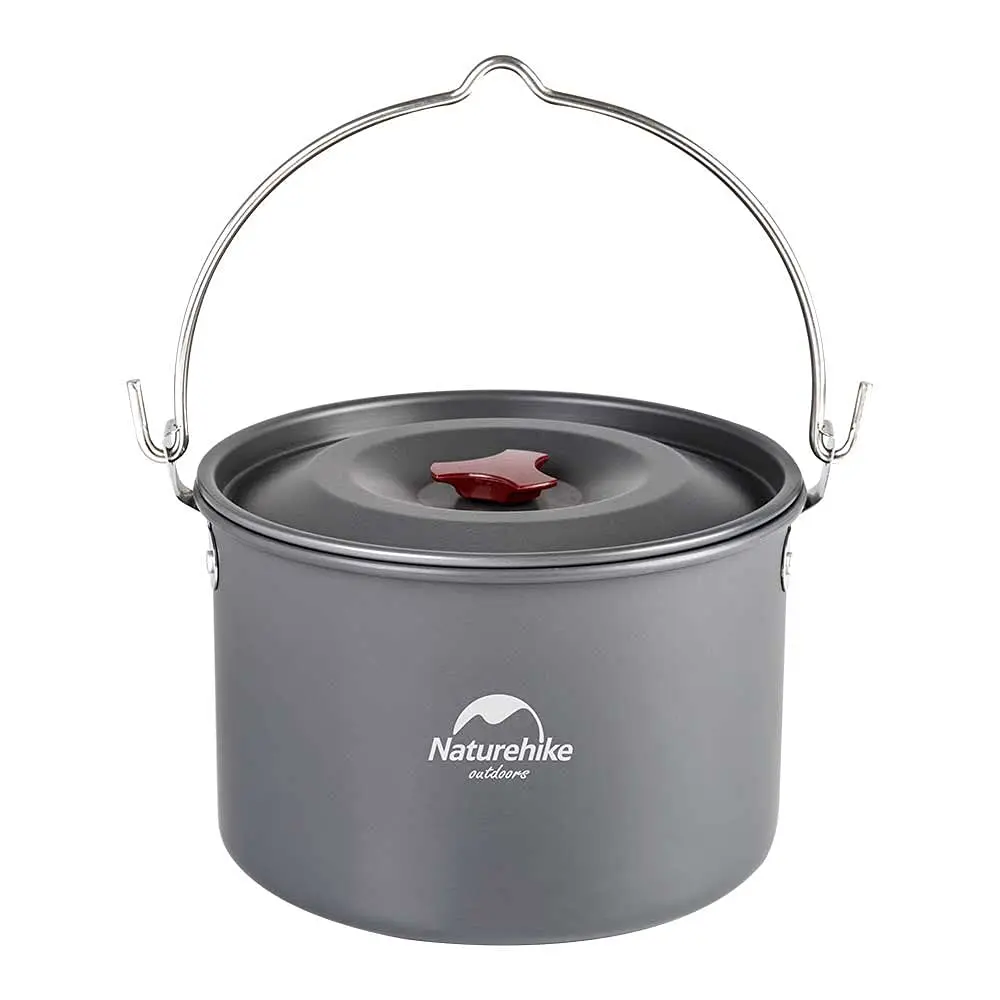 Naturehike 4.2 Quart (4L) Aluminum Hanging Pot with Lid | Lightweight Outdoor Cooking Pot for Camping Hiking Picnic Travel - main product image