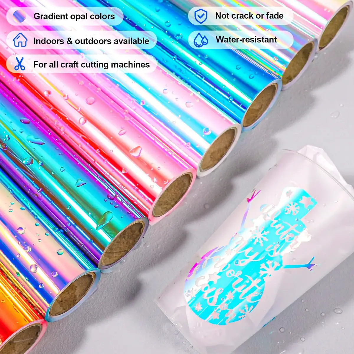 VINYL FROG Opal White Adhesive Vinyl 12" x 5ft (0.3m x 1.52m) | Holographic Craft Vinyl for DIY Projects - view 6