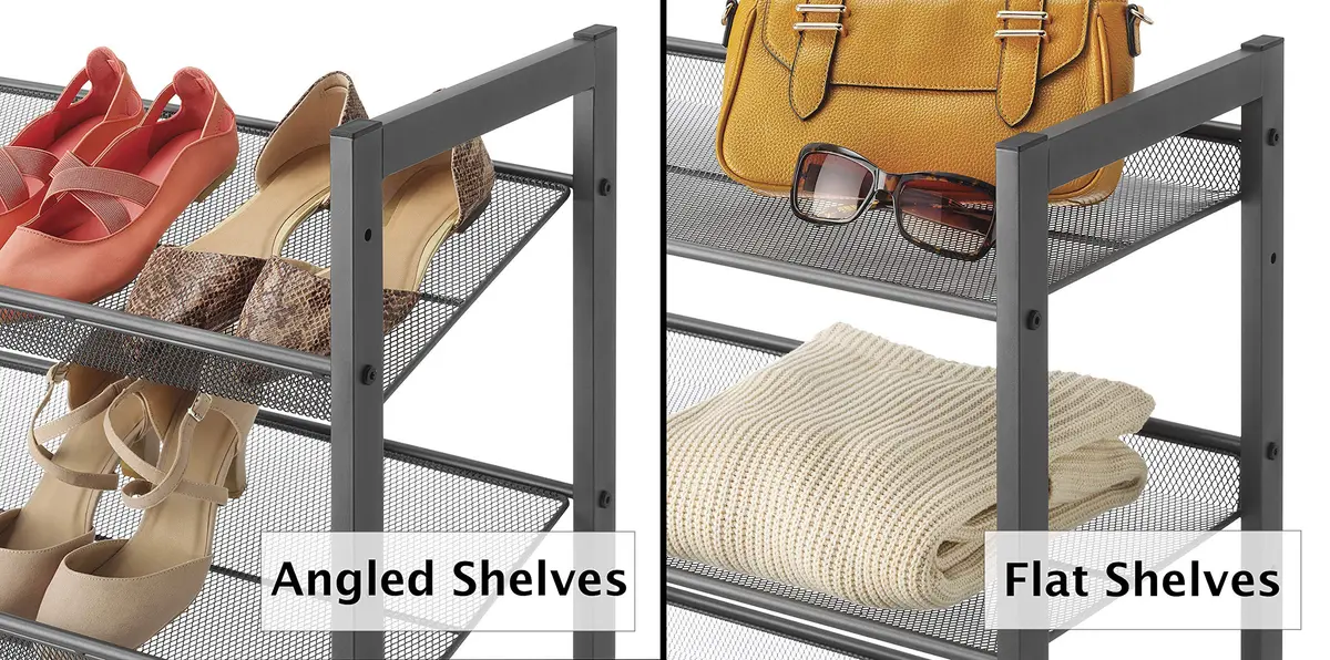 Whitmor 3-Tier Steel Mesh Shoe Rack 29.38" W x 12" D x 24.63" H | Adjustable Metal Shoe Organizer with Lipped Edge - view 5