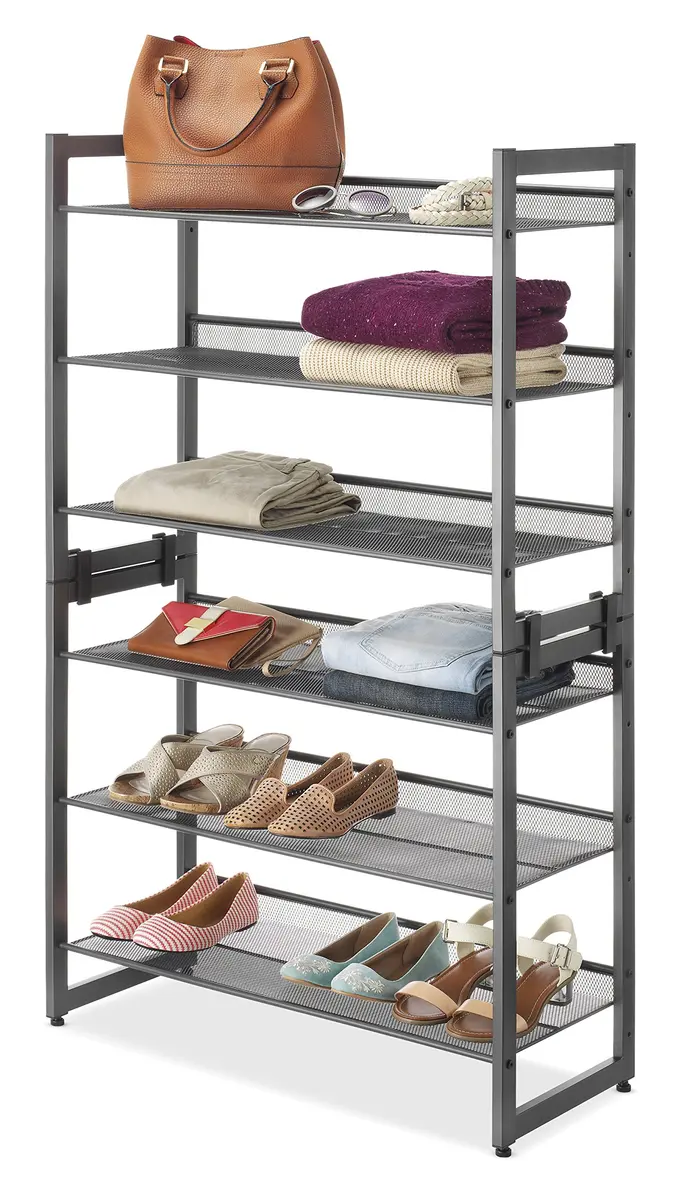 Whitmor 3-Tier Steel Mesh Shoe Rack 29.38" W x 12" D x 24.63" H | Adjustable Metal Shoe Organizer with Lipped Edge - view 7