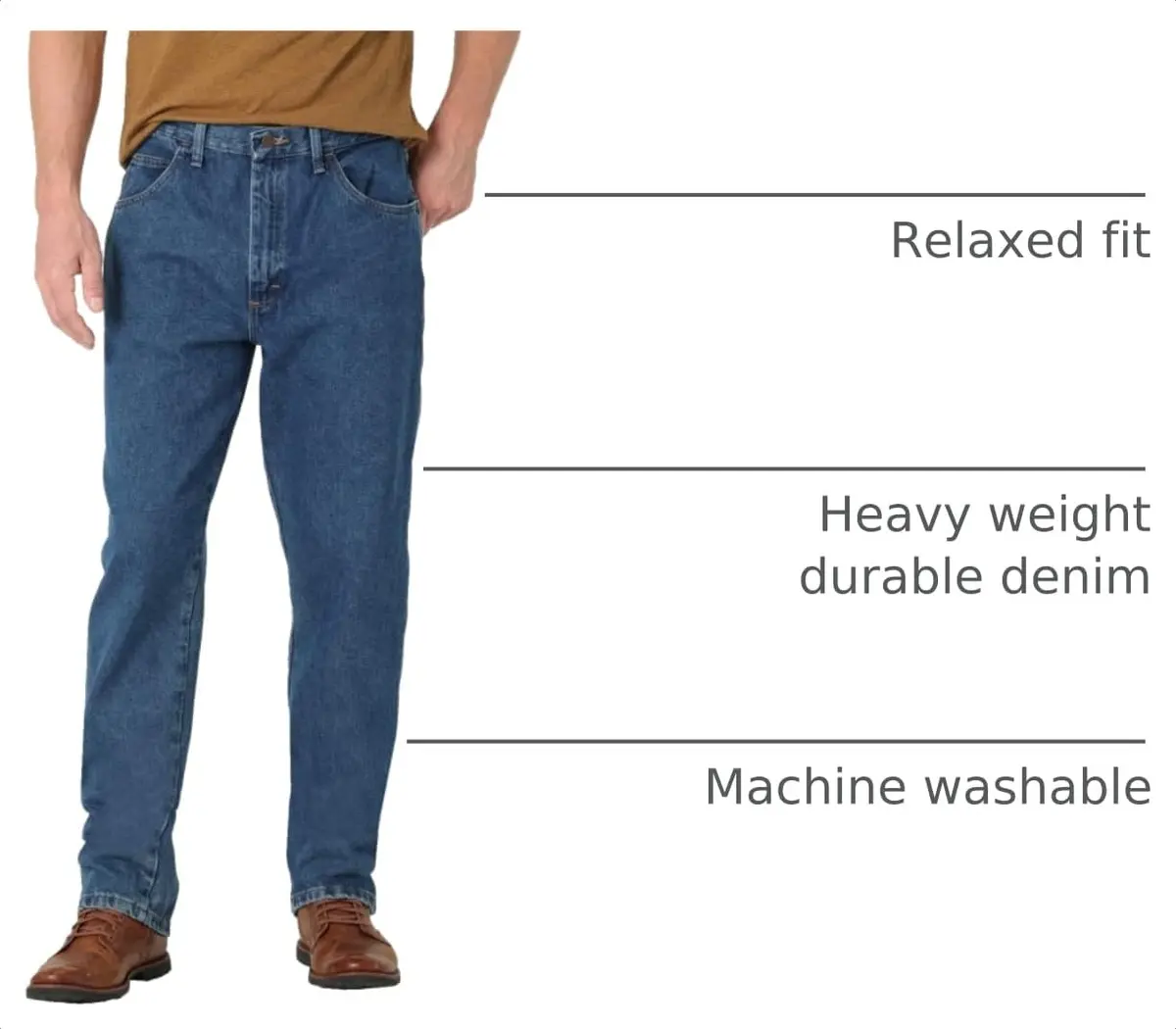 Rustler Classic Relaxed Fit Jeans 52W x 30L | Durable Heavyweight Denim - view 4