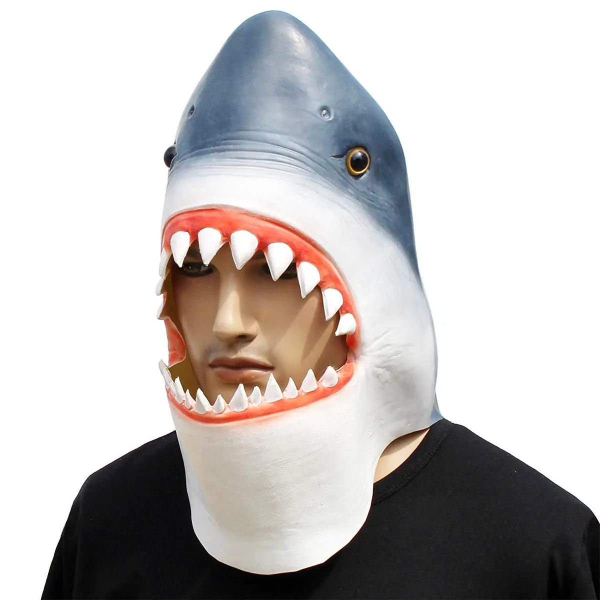 CreepyParty Shark Mask for Adults, Natural Latex Full Head Mask | Scary Sea Creature Costume for Halloween & Cosplay - main product image