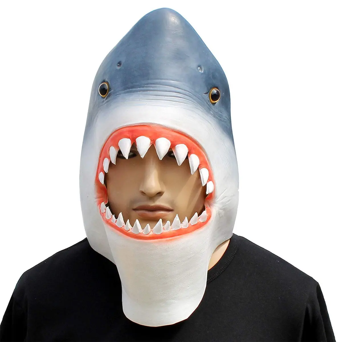 CreepyParty Shark Mask for Adults, Natural Latex Full Head Mask | Scary Sea Creature Costume for Halloween & Cosplay - view 2