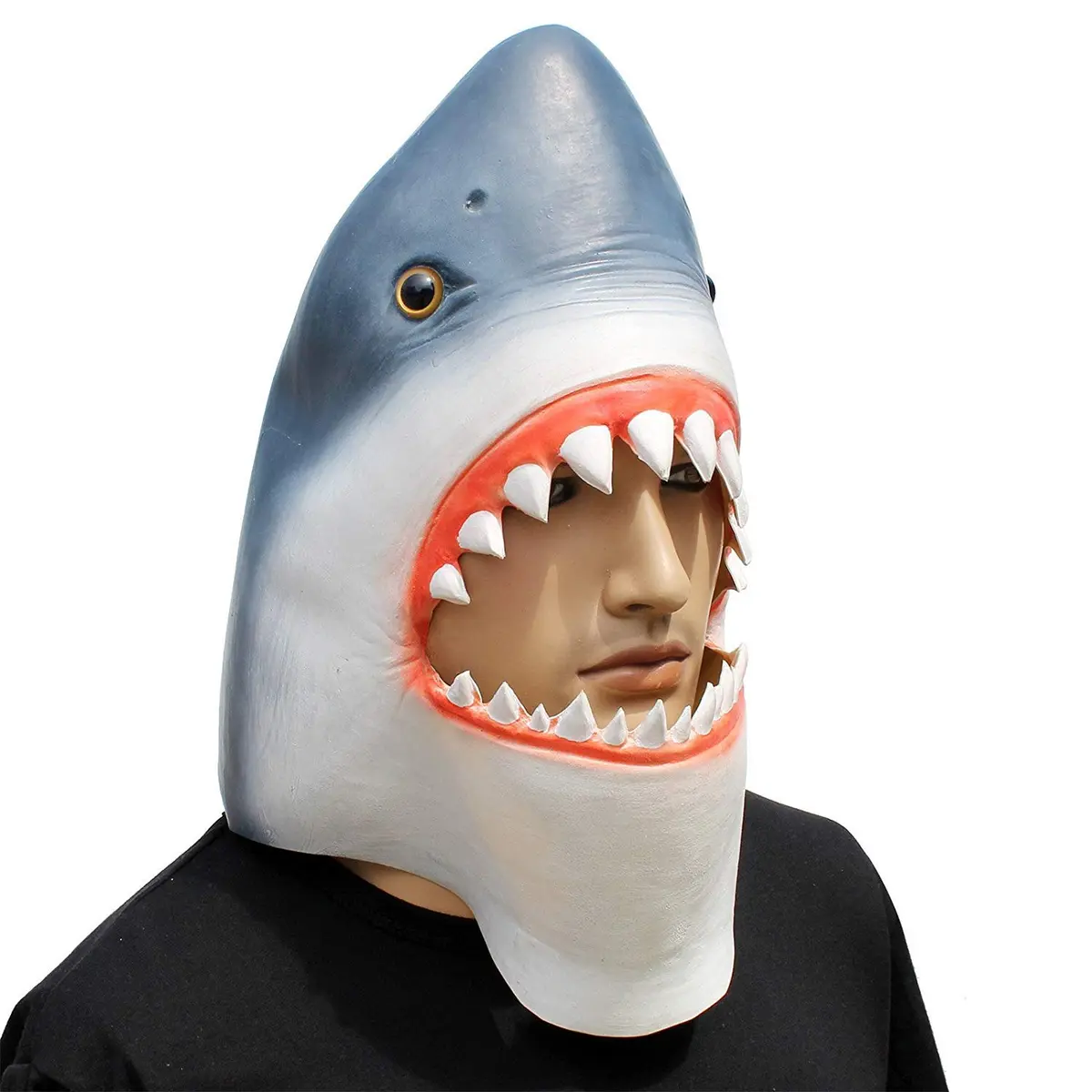CreepyParty Shark Mask for Adults, Natural Latex Full Head Mask | Scary Sea Creature Costume for Halloween & Cosplay - view 3