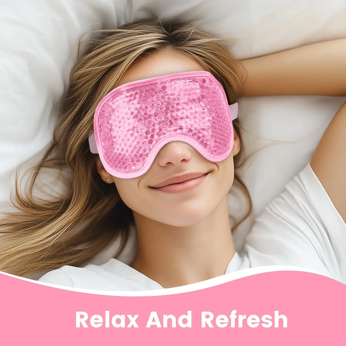 NEWGO Cooling Gel Cold Eye Mask for Puffy Eyes | Reusable Ice Pack with Plush Backing for Dark Circles & Migraine Relief - view 4