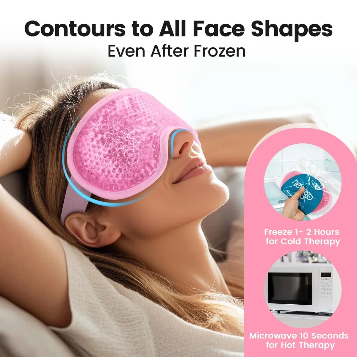 NEWGO Cooling Gel Cold Eye Mask for Puffy Eyes | Reusable Ice Pack with Plush Backing for Dark Circles & Migraine Relief - view 7