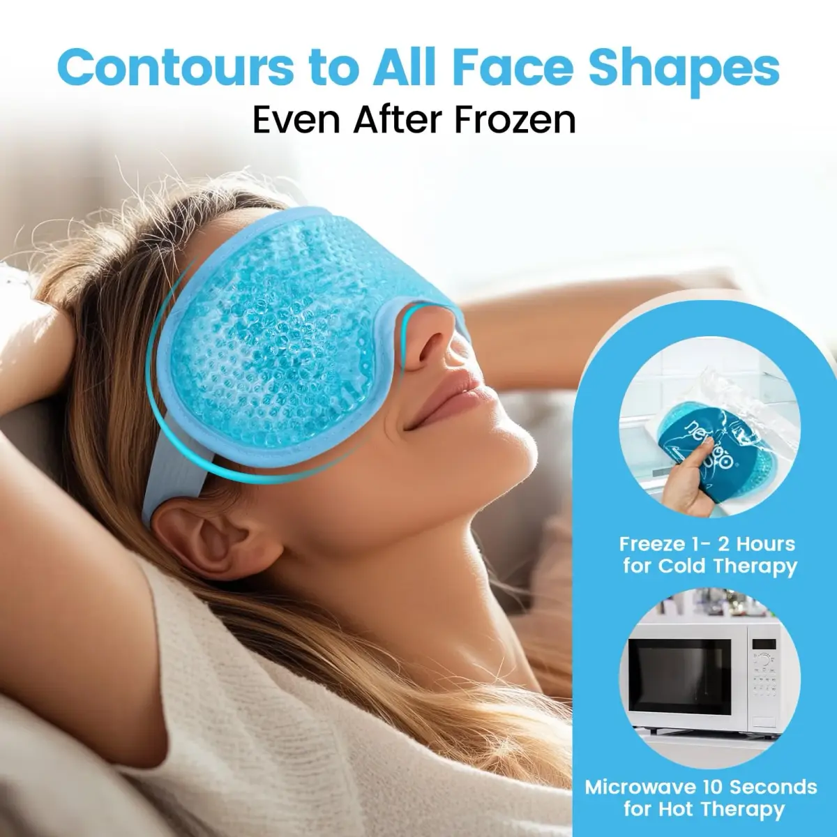 NEWGO Cooling Eye Mask for After Surgery, Reusable Gel Face Ice Pack, Blue (127 g) | Soothing Relief for Puffy Eyes, Headaches, Dark Circles - view 5