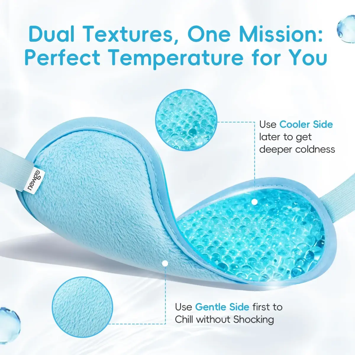 NEWGO Cooling Eye Mask for After Surgery, Reusable Gel Face Ice Pack, Blue (127 g) | Soothing Relief for Puffy Eyes, Headaches, Dark Circles - view 3