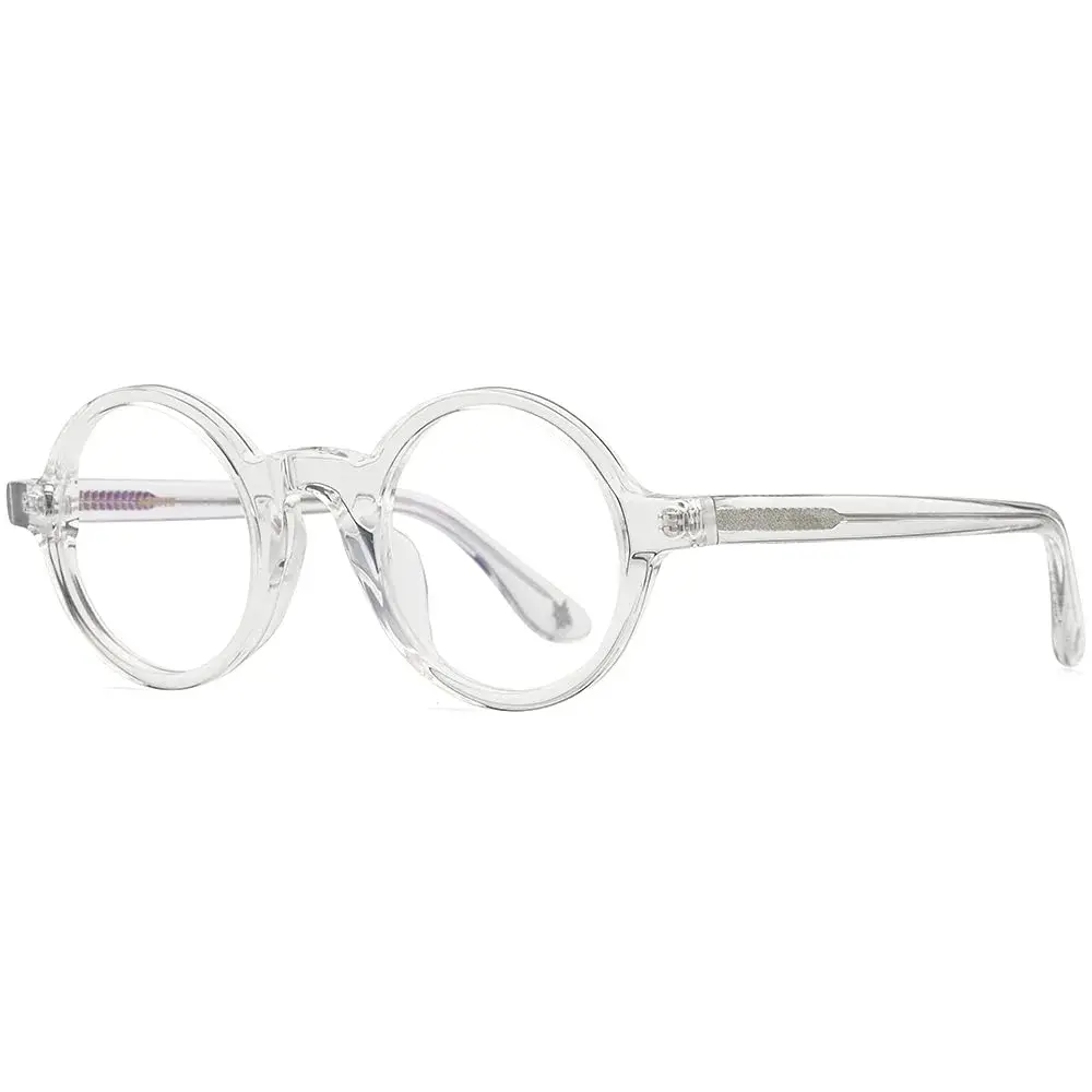 HEPIDEM Vintage Round Optical Glasses Frame 42mm (Clear) | Lightweight Acetate Full Rim - view 5