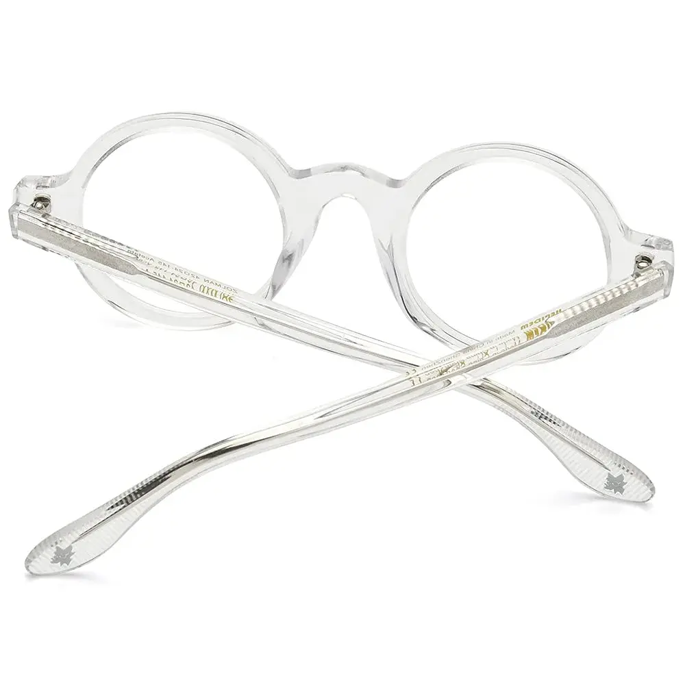 HEPIDEM Vintage Round Optical Glasses Frame 42mm (Clear) | Lightweight Acetate Full Rim - view 6