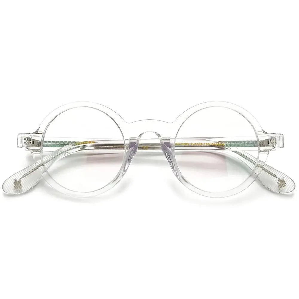 HEPIDEM Vintage Round Optical Glasses Frame 42mm (Clear) | Lightweight Acetate Full Rim - view 4