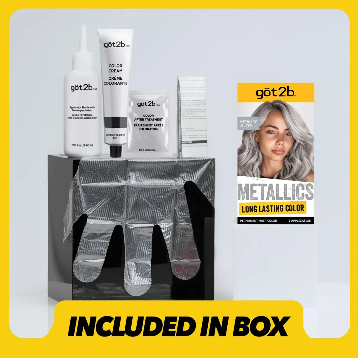 Got2B Metallics Permanent Hair Color M71 Metallic Silver 1 Count Cream | Multi-Dimensional Metallic Look - view 7