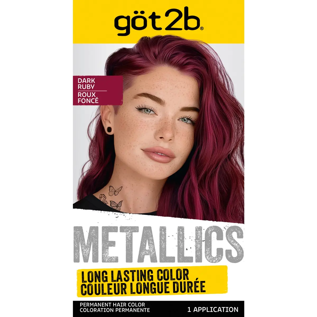 Got2B Metallics Permanent Hair Dye, Dark Ruby 68 | Vibrant Metallic Color, Up to 30 Washes, Complete Kit - main product image