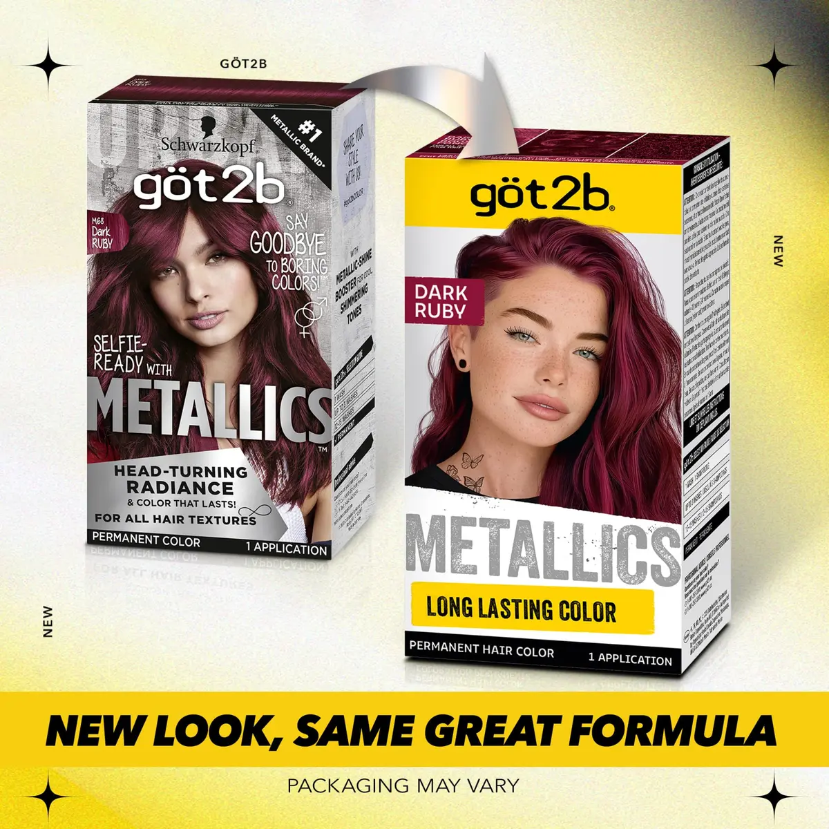 Got2B Metallics Permanent Hair Dye, Dark Ruby 68 | Vibrant Metallic Color, Up to 30 Washes, Complete Kit - view 2