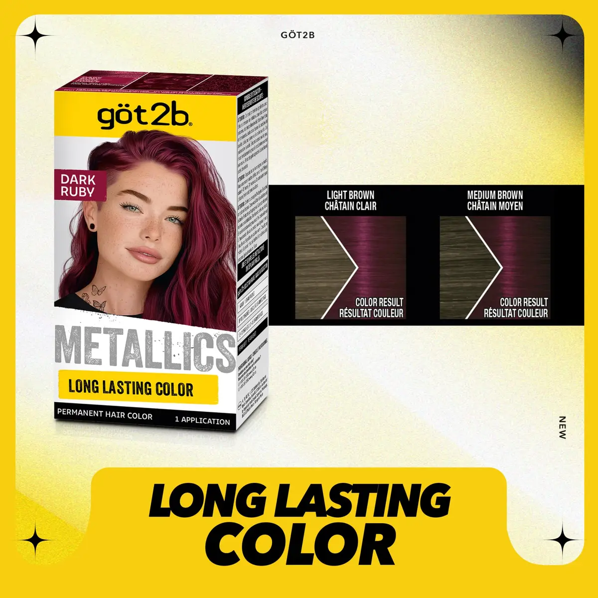 Got2B Metallics Permanent Hair Dye, Dark Ruby 68 | Vibrant Metallic Color, Up to 30 Washes, Complete Kit - view 3