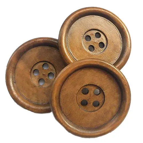 Chenkou Craft 30pcs 40mm Round Wood Buttons | Large Size Craft Sewing Buttons (Brown) - main product image