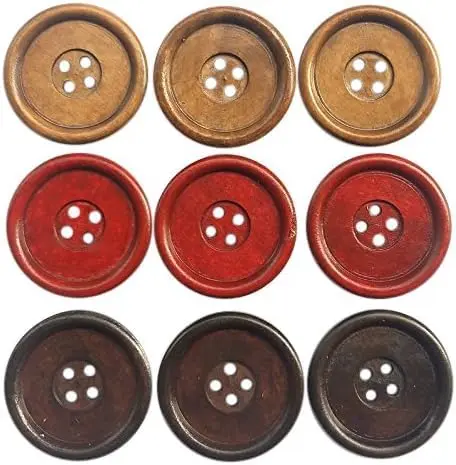 Chenkou Craft 30pcs 40mm Round Wood Buttons | Big Size Craft Sewing Buttons - main product image