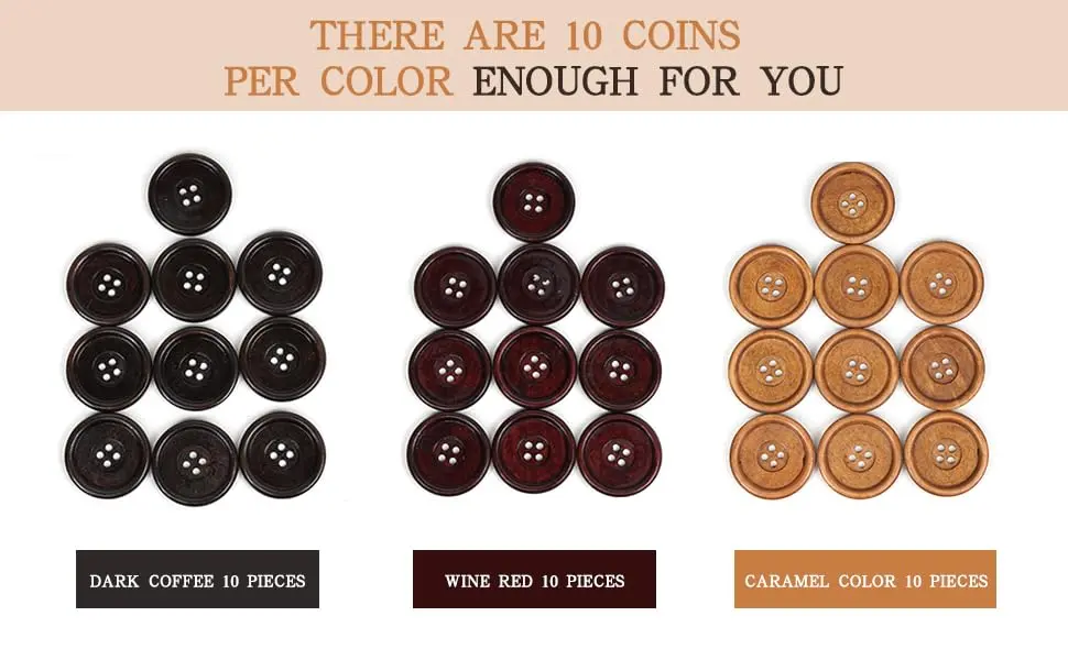 Chenkou Craft 30pcs 40mm Round Wood Buttons | Big Size Craft Sewing Buttons - view 8