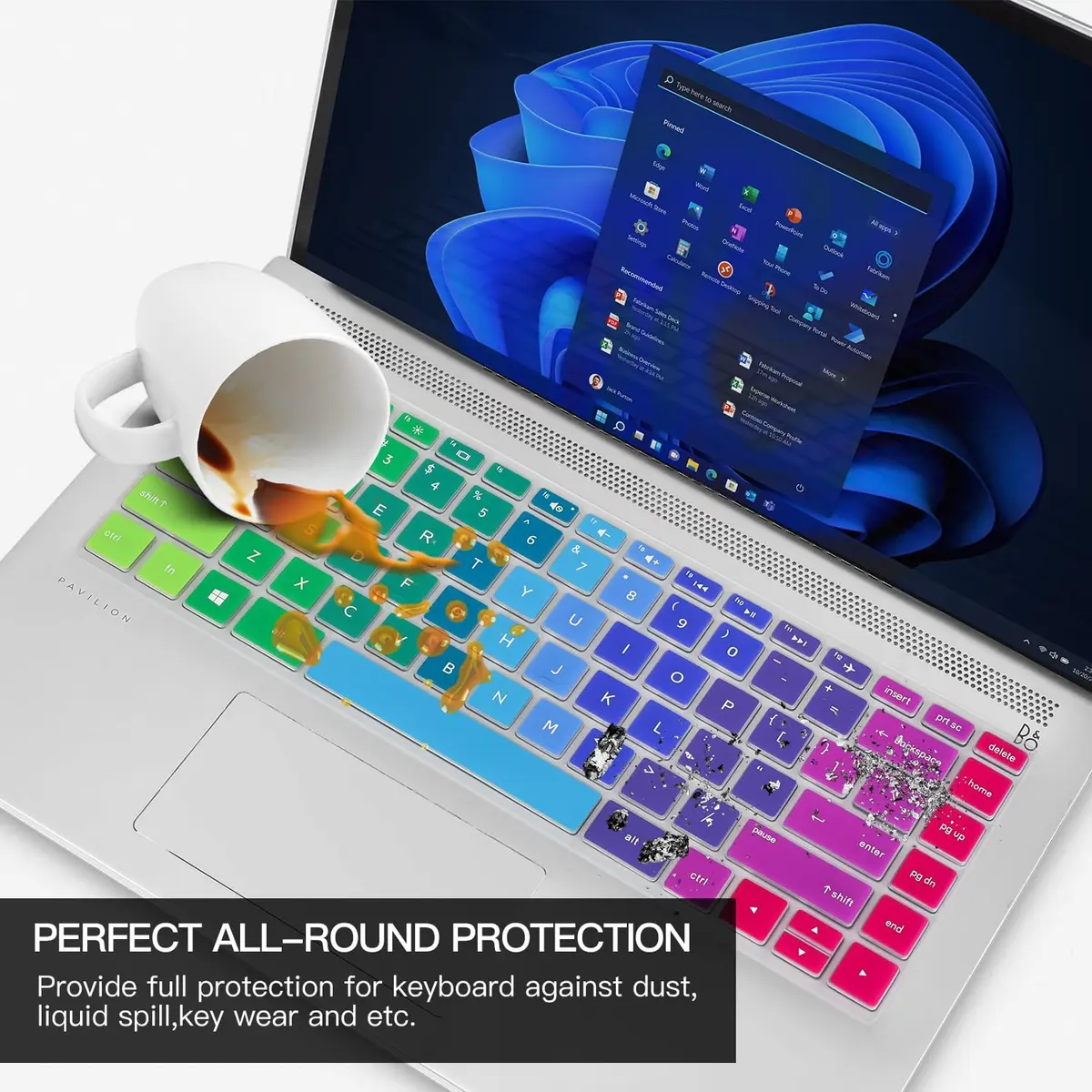 CaseBuy Keyboard Cover for HP 14 Series | Durable Silicone, Washable & Dustproof (29cm x 10.9cm) - view 6