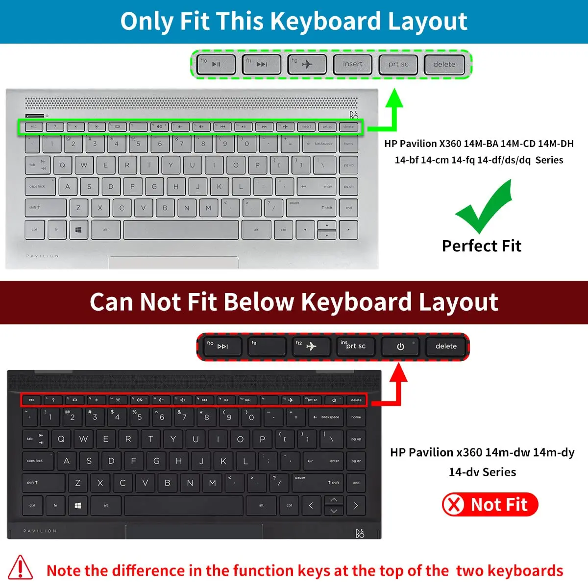 CaseBuy Keyboard Cover for HP 14 Series | Durable Silicone, Washable & Dustproof (29cm x 10.9cm) - view 2