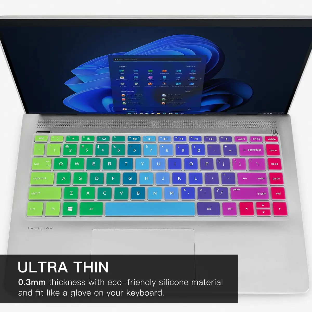 CaseBuy Keyboard Cover for HP 14 Series | Durable Silicone, Washable & Dustproof (29cm x 10.9cm) - view 3