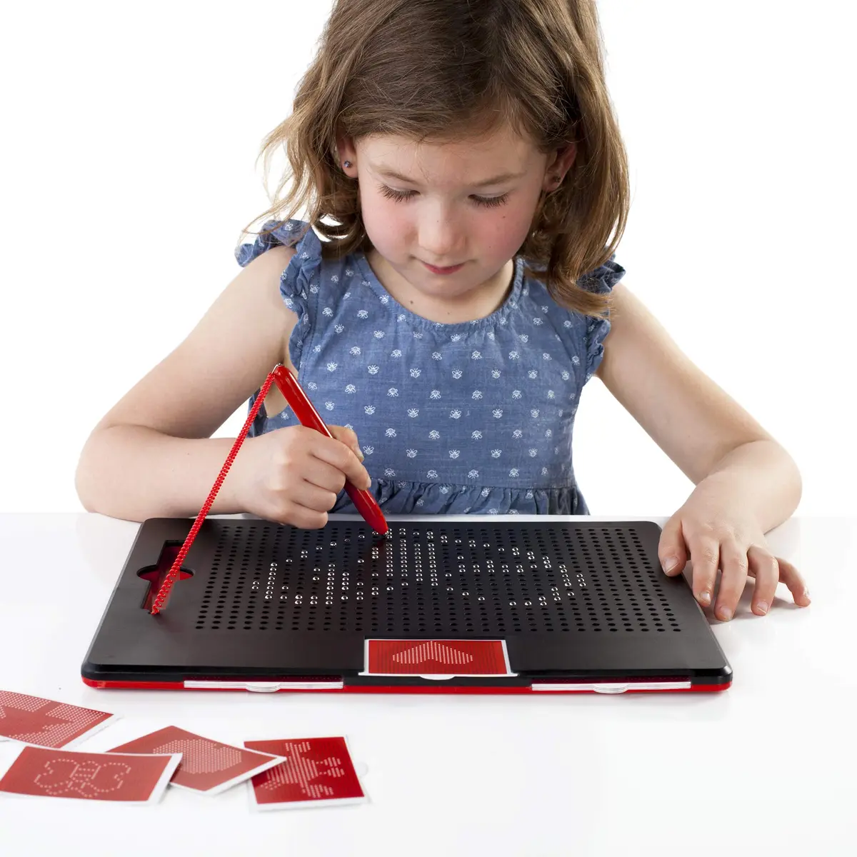 Guidecraft Magna Tablet with 10 Double-sided Design Cards | Magnetic Drawing Board for Kids, S.T.E.M Learning & Educational Toy (12"L x 10"W) - view 6