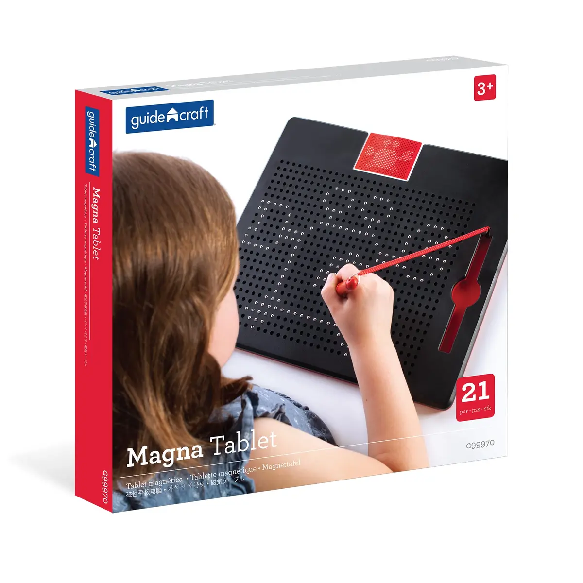 Guidecraft Magna Tablet with 10 Double-sided Design Cards | Magnetic Drawing Board for Kids, S.T.E.M Learning & Educational Toy (12"L x 10"W) - view 9