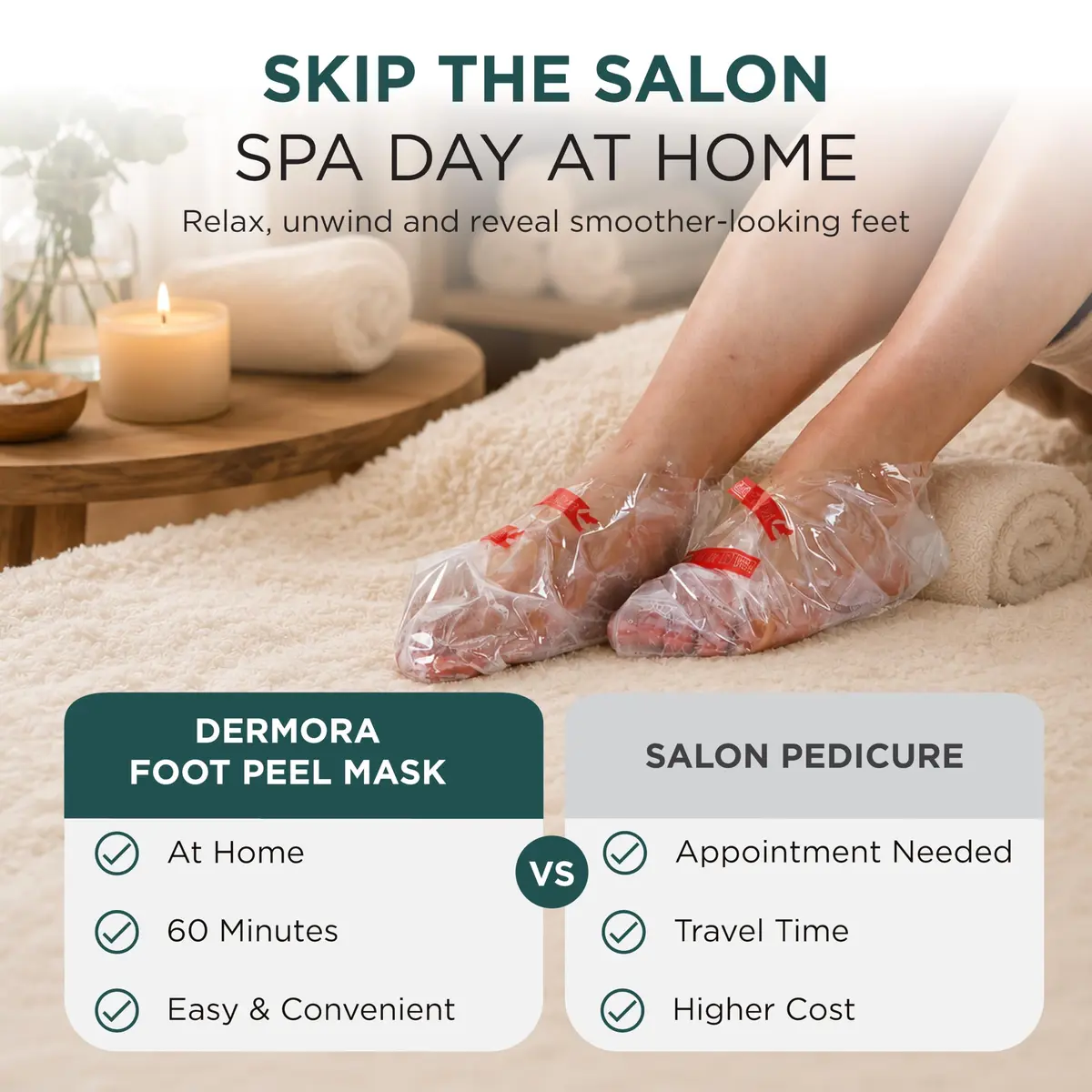 DERMORA Foot Peel Mask, Exfoliating Foot Peeling Mask, 2 Pairs, Original | Gentle Dead Skin Removal for Dry Feet - view 4