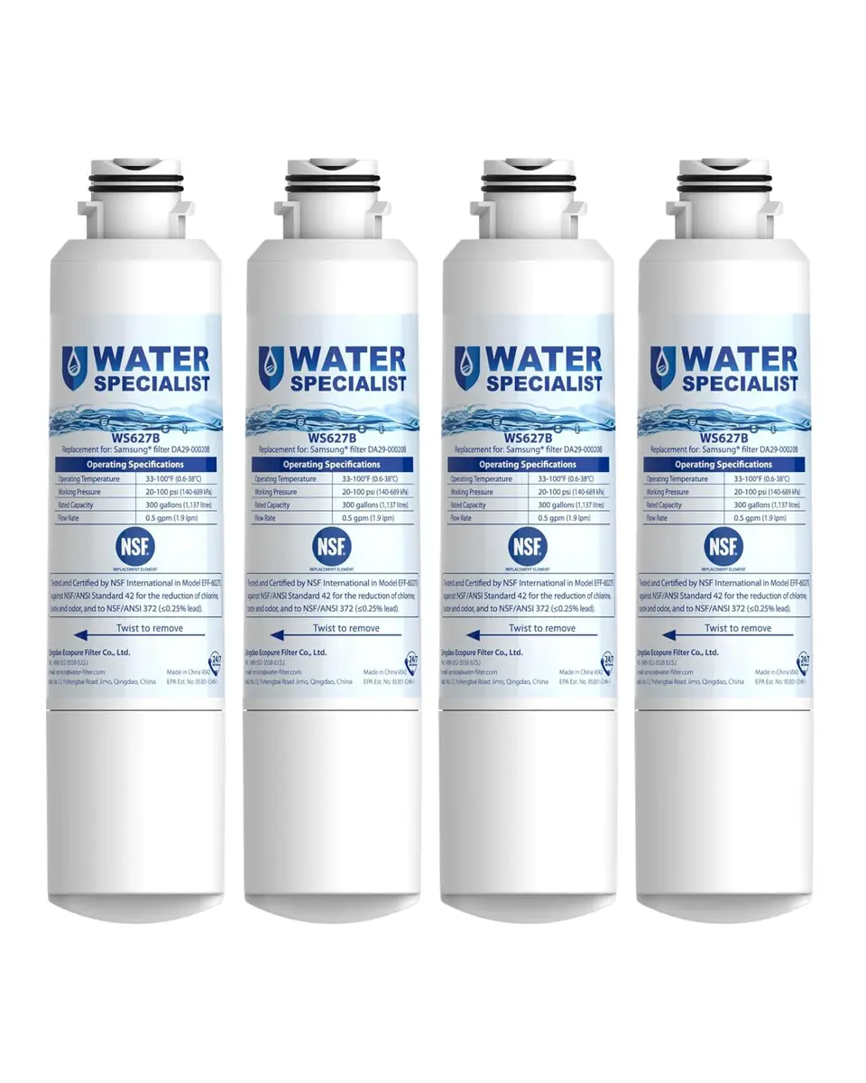 Waterspecialist Refrigerator Water Filter Replacement for Samsung® DA29-00020B, 4 Pack | NSF 42 & 372 Certified - main product image