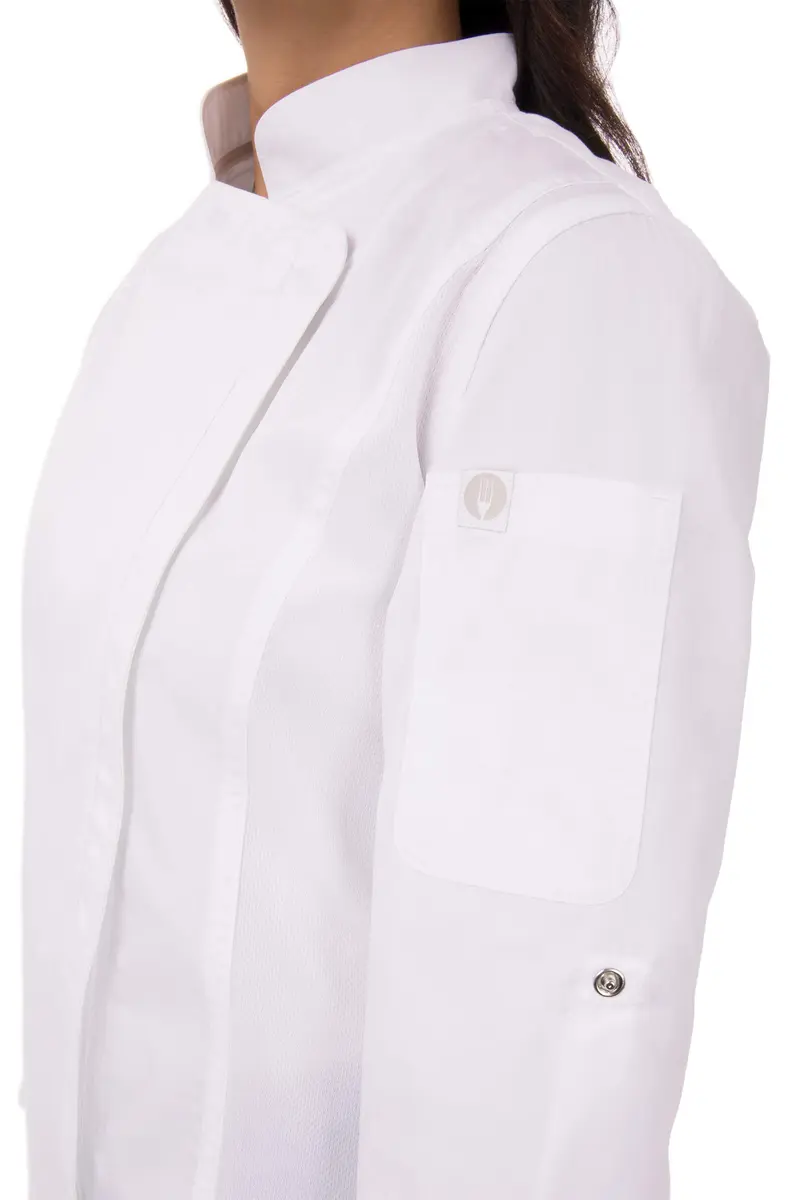 Chef Works Women's Hartford Chef Coat, White, Medium | Feminine Fit & Lightweight Poly Cotton Twill - view 4