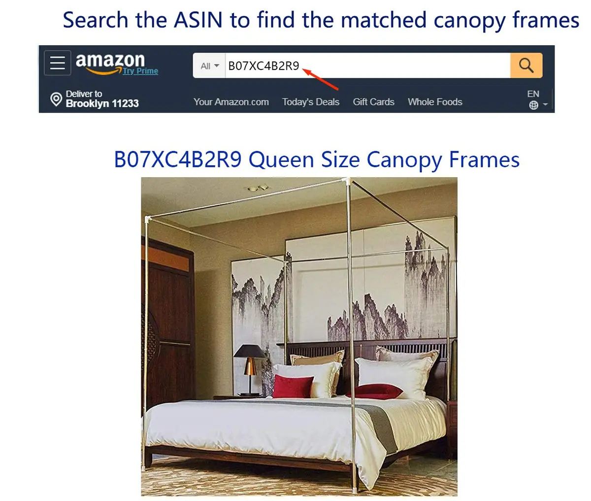 Mengersi Bed Canopy for Queen Size | Princess Bedroom Decoration & Mosquito Net (84x78x78 inches) - view 6
