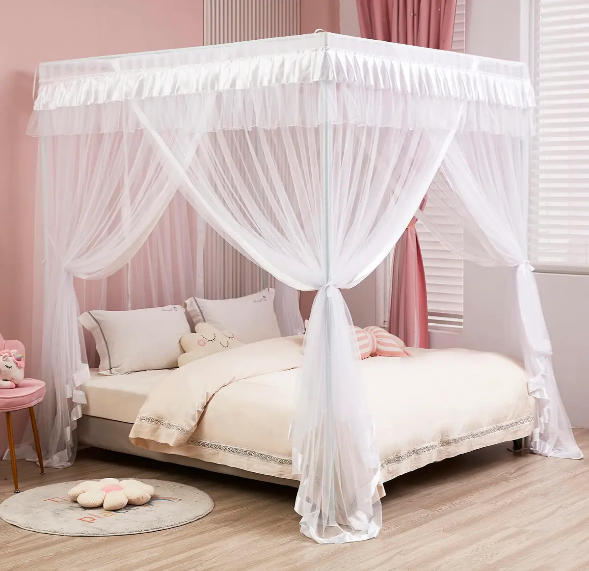 Mengersi Bed Canopy for Queen Size | Princess Bedroom Decoration & Mosquito Net (84x78x78 inches) - view 3