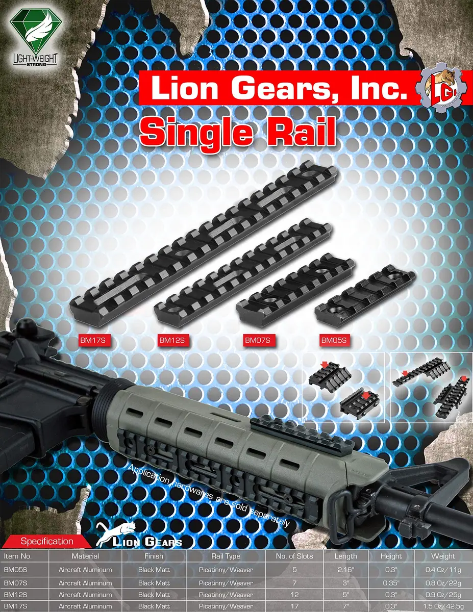Lion Gears BridgeMount Rail Tactical Picatinny Rail 7" | Durable Aluminum, Universal Fit, Black - view 2