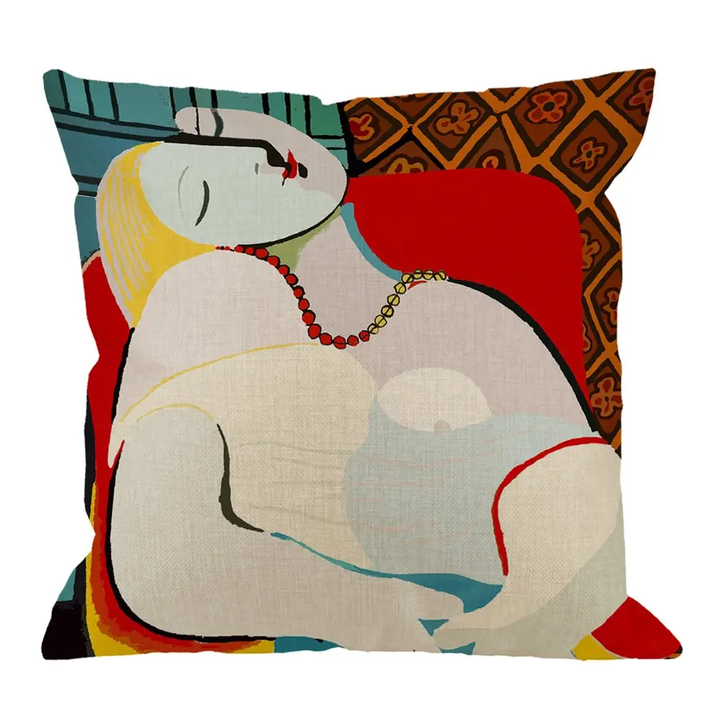 HGOD DESIGNS Picasso Le Reve The Dream Throw Pillow Cover 18 x 18 inch | Artistic Home Decor - main product image