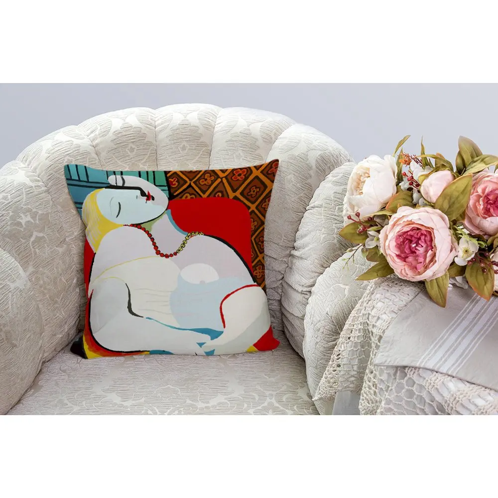 HGOD DESIGNS Picasso Le Reve The Dream Throw Pillow Cover 18 x 18 inch | Artistic Home Decor - view 2