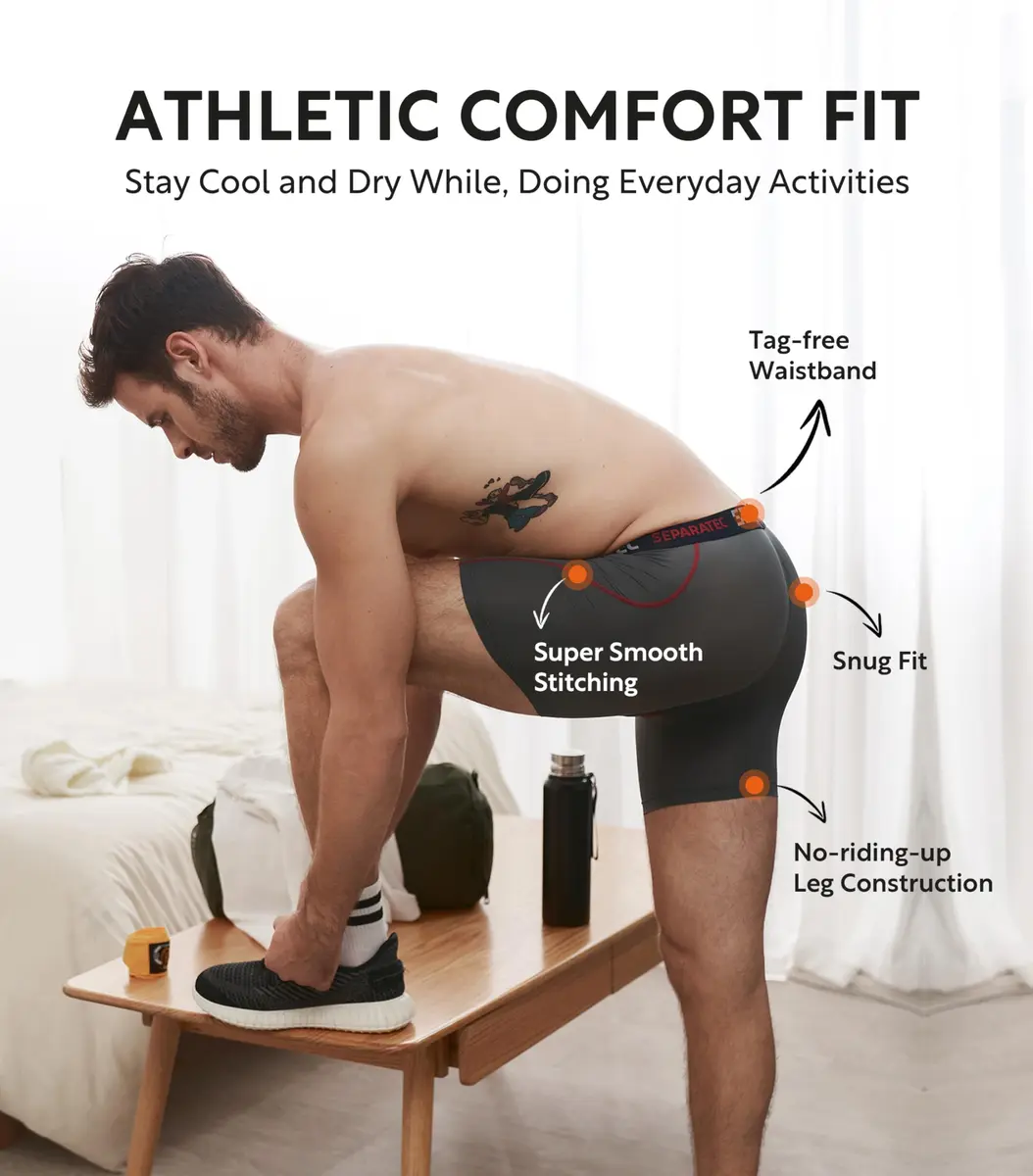 Separatec Anti Chafing Underwear Men Dual Pouch Boxer Briefs Multi-pack | Supportive, Moisture-Wicking & Comfortable (70-120 chars) - view 5