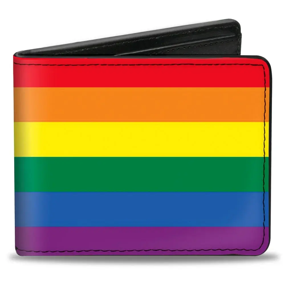 Buckle-Down Men's Flag Pride Rainbow Bi Fold Wallet, Multicolor, 10.16 cm x 8.89 cm (4.0 x 3.5 inches) - main product image