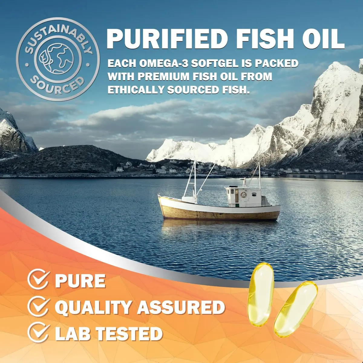 Nature's Nutrition Omega 3 Fish Oil 2400mg | Triple Strength Daily Supplement with EPA & DHA (120 Softgels) - view 7