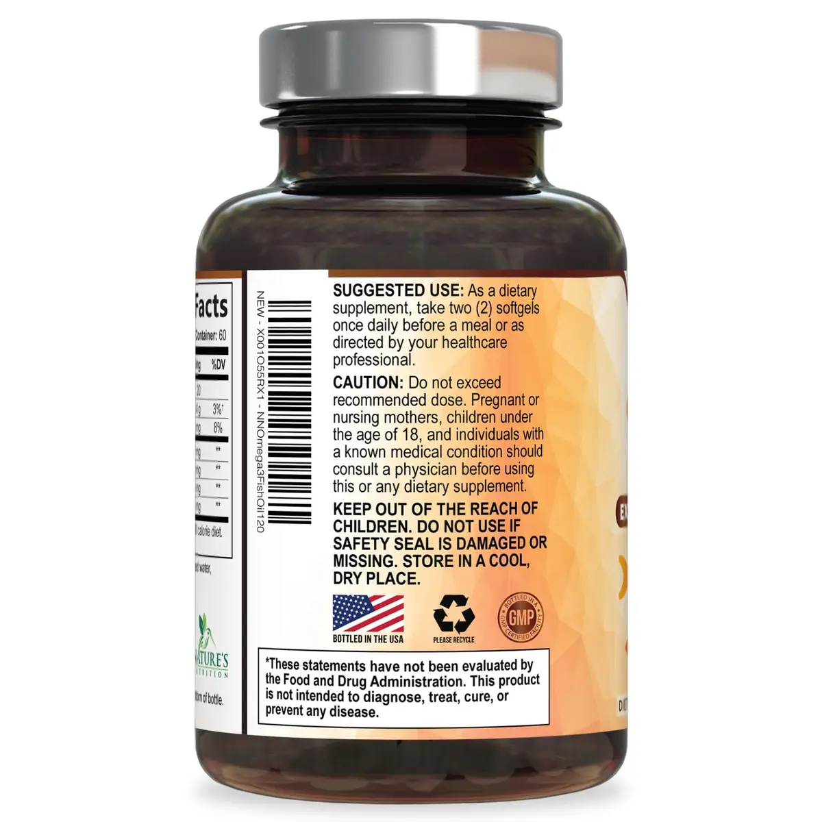 Nature's Nutrition Omega 3 Fish Oil 2400mg | Triple Strength Daily Supplement with EPA & DHA (120 Softgels) - view 8