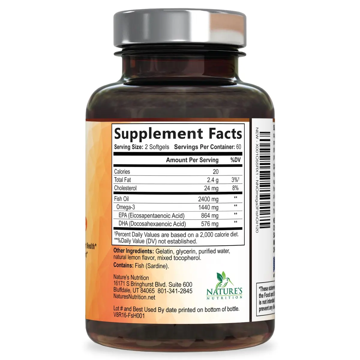 Nature's Nutrition Omega 3 Fish Oil 2400mg | Triple Strength Daily Supplement with EPA & DHA (120 Softgels) - view 9