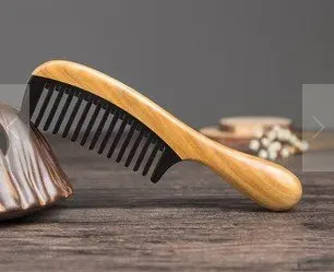 Myhsmooth Wide Tooth Handmade No Static Buffalo Horn Comb with Green Sandalwood Handle | Traditional Craft for Hair Care (70-120 chars) - view 10