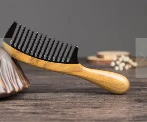 Myhsmooth Wide Tooth Handmade No Static Buffalo Horn Comb with Green Sandalwood Handle | Traditional Craft for Hair Care (70-120 chars) - view 13