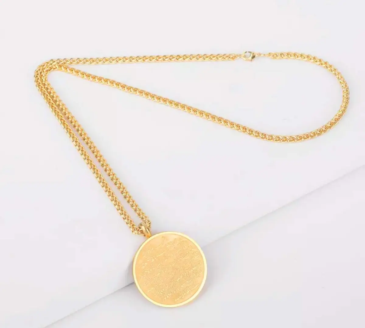 ZKDC Allah Ayatul Kursi Stainless Steel Pendant Necklace 60cm (23.62 inch) | Gold Finish - view 5